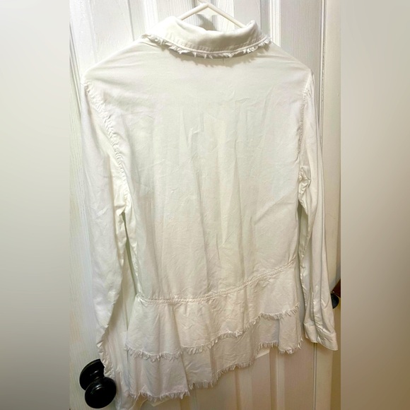 Bella Dahl Layered Peplum Shirt with Raw Hem, White, Small - Picture 6 of 6